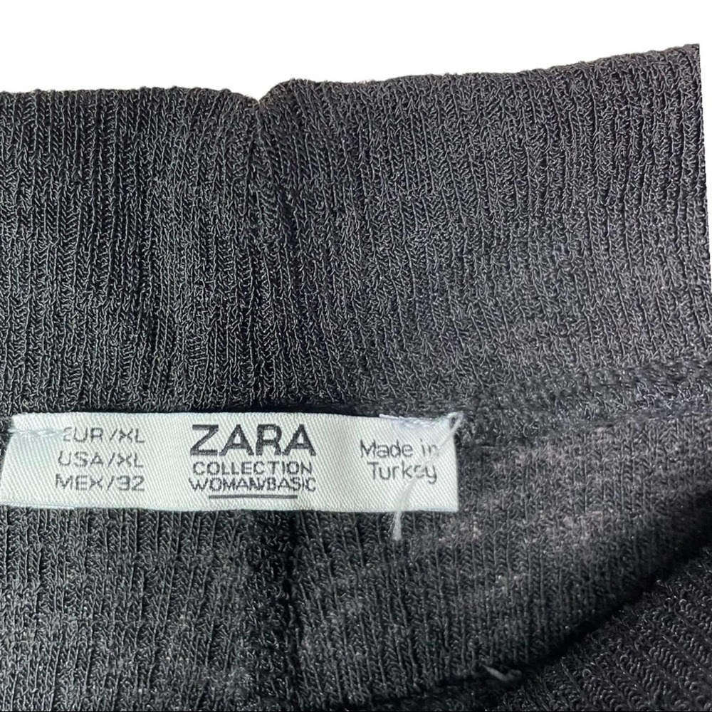 Zara Soft knit semi Sheer pull on wide leg black pants size XL extra large VGUC - Picture 10 of 16